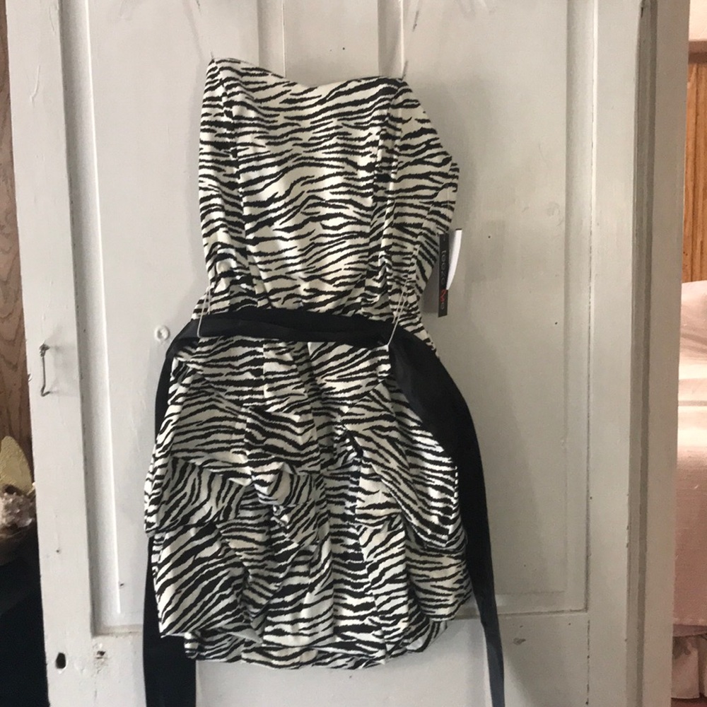 Zebra striped homecoming dress.